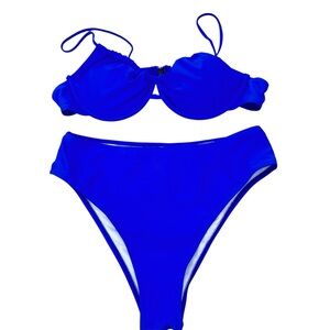 Women’s Large High Rise Vibrant Blue Bikini Set